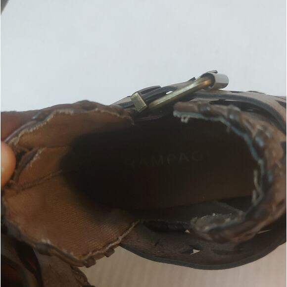 Rampage Tetruss Brown Criss Cross Strap Ankle Zip Booties 7 Festival Bikercore - Picture 7 of 8